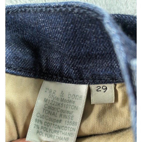 Rag & Bone Standard Issue Jeans Mens 29x27 Blue Dark Wash Fit 2 Slim Button Fly - Picture 14 of 15